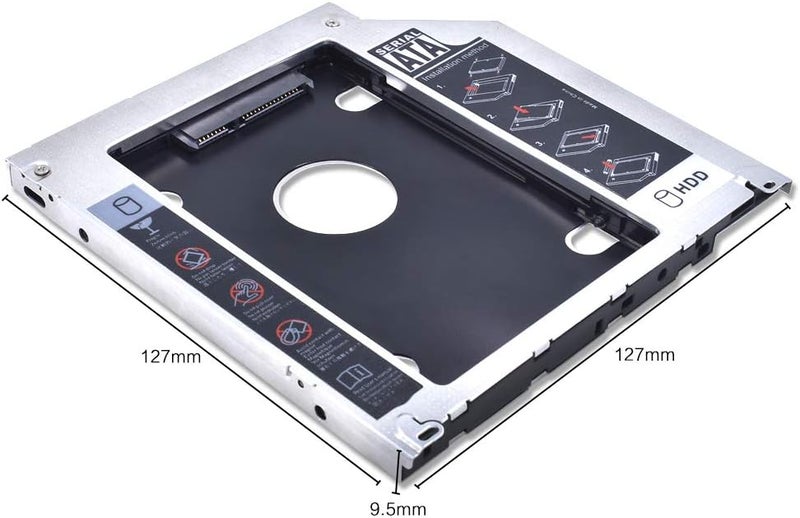 BOWONG Hard Drive Caddy Tray 2nd HDD SSD Kit Compatible with 2.5" 9.5mm SATA HDD SSD 2nd HDD Adapter for Apple MacBook Pro Unibody 13 15 17 SuperDrive DVD Drive - Image 2